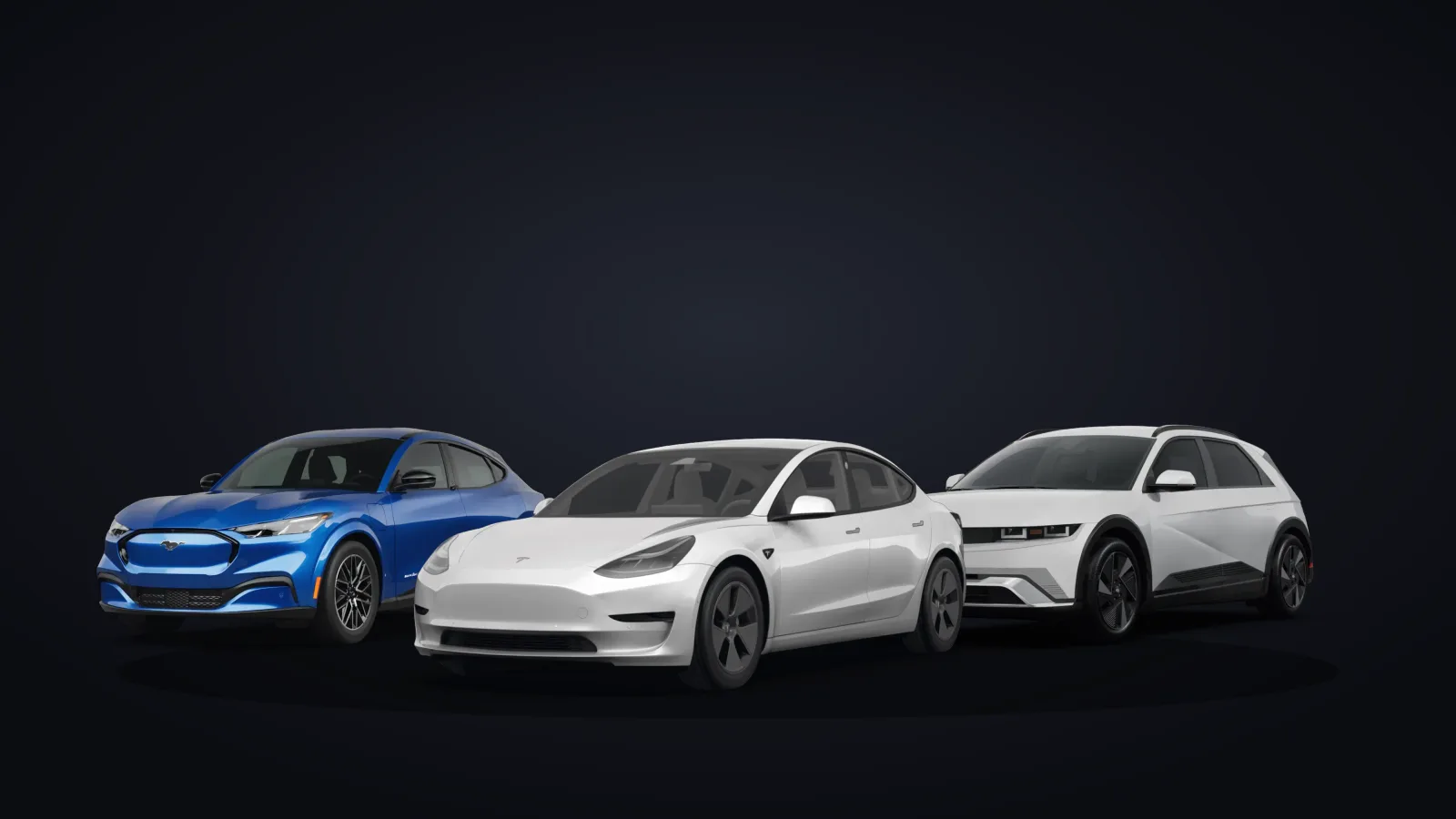 Autonomy subscription vehicles, including a Tesla Model 3 and a Ford Bronco Sport, staged for pickup and delivery