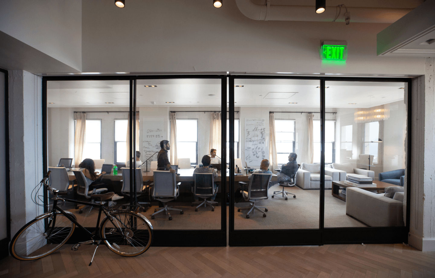 employees in meeting room