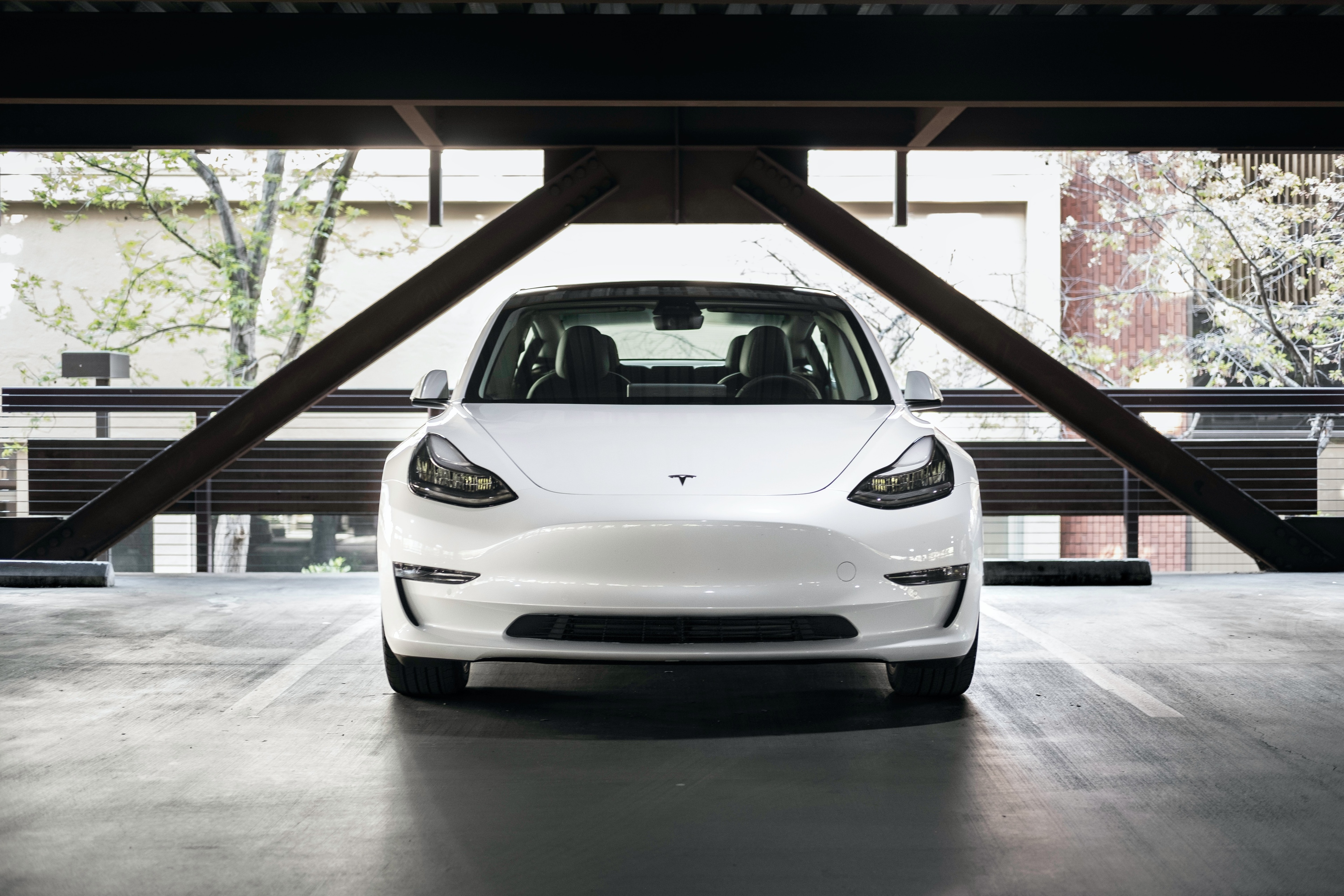 white tesla model 3