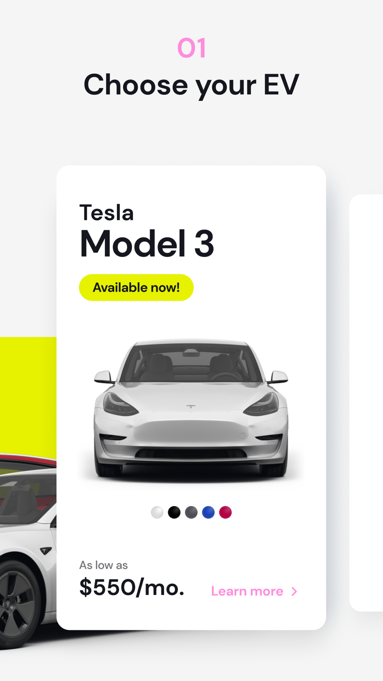 Step 1 in the Autonomy app: choose your EV