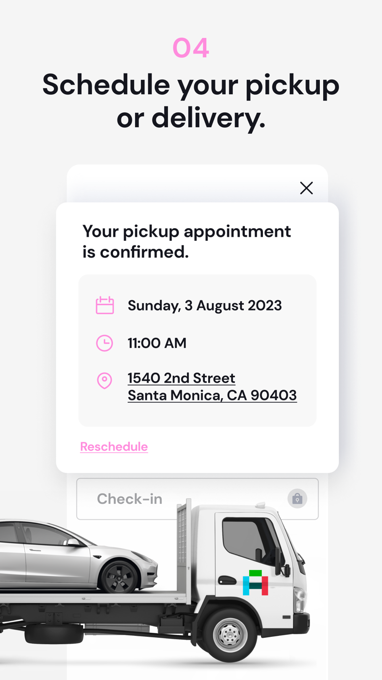 Step 4 in the Autonomy app: schedule your pickup or delivery