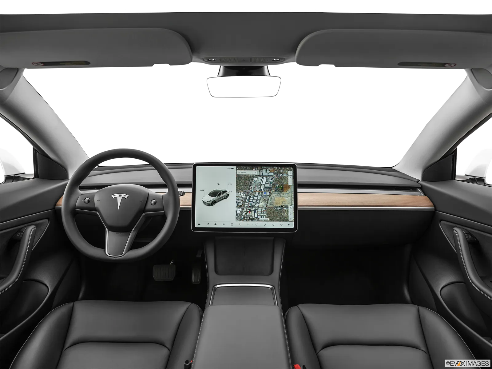 Tesla Model 3 interior, Front row